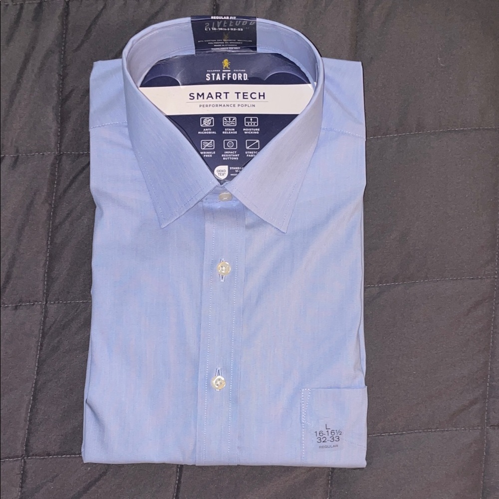 Stafford Light Blue Men's Dress Shirt - Smart Tech - NEVER WORN